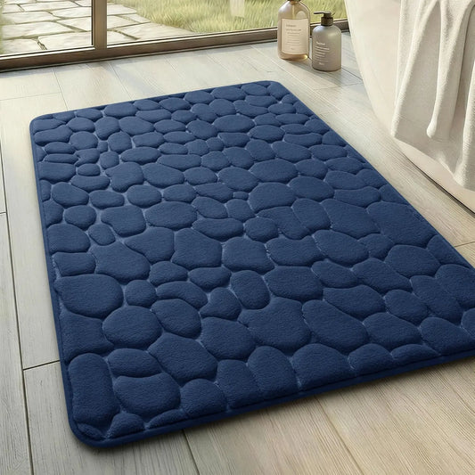 Memory Foam Bath Mat Cobblestone Bathroom Rugs Super Water Absorbent Bath Mats for Bathroom Machine Washable Bath Rugs