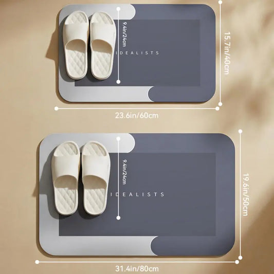 Premium Quick-Dry Bathroom Mat - Ultra-Absorbent Thin Diatomite Bath Mat-Rubber Backing Non-Slip, Machine Washable, and Mildew-Resistant Rug for Shower, Kitchen, Laundry Room,and More with Geometric Design and Easy CleaningIdeal Gift for Father's Day gift