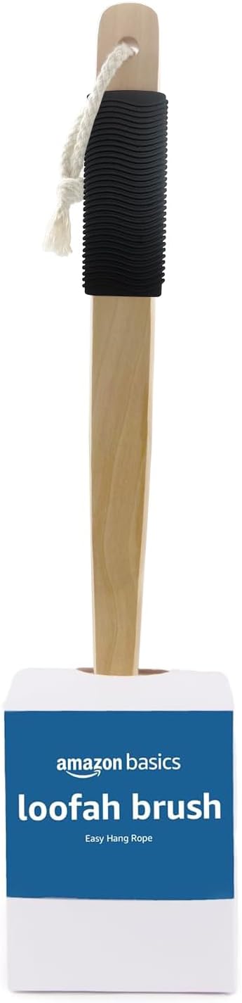 Amazon Basics Exfoliating Loofah Brush, Body Scrubber for Shower, Bath Sponge