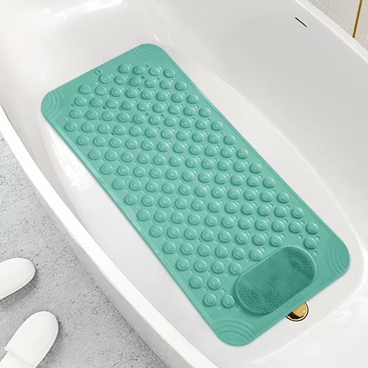 Non-Slip PVC Bath Mat with Massage Nodes - Turquoise Blue & White Polka Dot Shower Mat, 0.35" Thick Soft, -Skid Bathroom for,, Handwashable Durable Mat for Bathtub Safety Accessories
