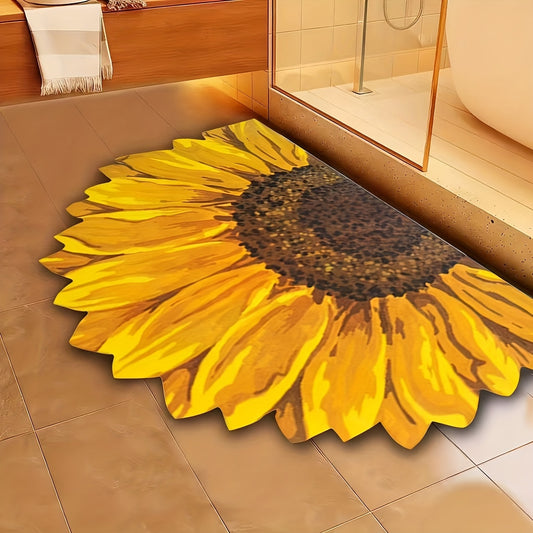 Sunflower Floral Super Absorbent Non-Slip Bathroom Mat - Super Absorbent Quick Drying Soft Shower Mat, Soft And Decorative, Easy to Clean, Great for Tubs And Showers, Home Decor Foot Mats, Bathroom Mats | Rubber Backed Mats