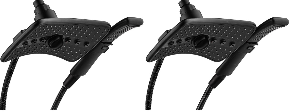 BRIGHT SHOWERS High Pressure Shower Head Combo with Two Spray Setting Fixed Shower Head and Two Spray Settings Handheld Shower Head with Grey Face, Brushed Nickel