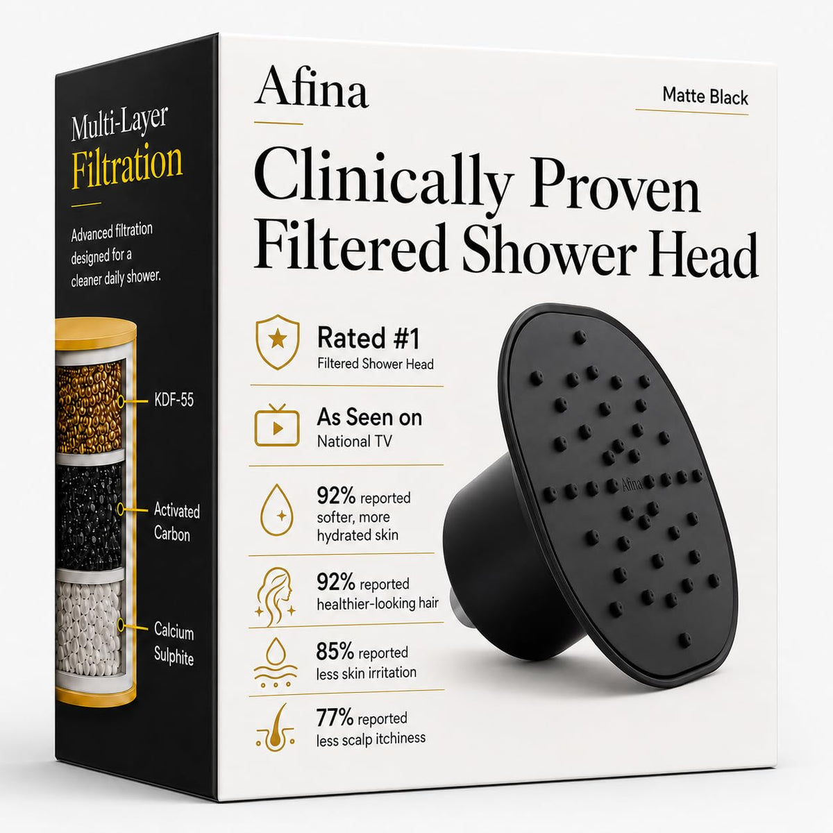 Afina Filtered Shower Head, High Pressure Rainfall (Chrome)
