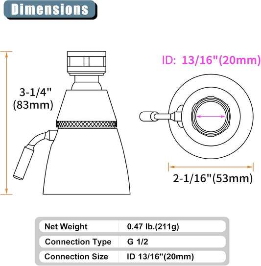 Angle Simple Shower Head High Pressure, Brass Shower Sprayer G 1/2, Chrome