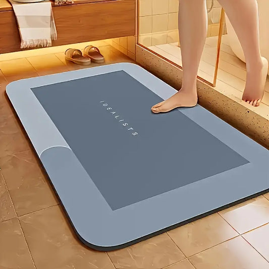Modern Rectangle Diatomaceous Earth Bath Mat - 2 Sizes, 25mm, Rubber Backing, Non-Slip, Super Absorbent, Quick-Dry, Machine Washable, Ideal for Bathroom & Kitchen Doorway, Diatomaceous Earth Mat, Quick Drying Mat