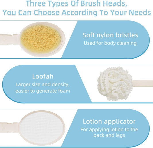 Foldable Loofah Sponge with Handle, 19”, Back Scrubber for Shower