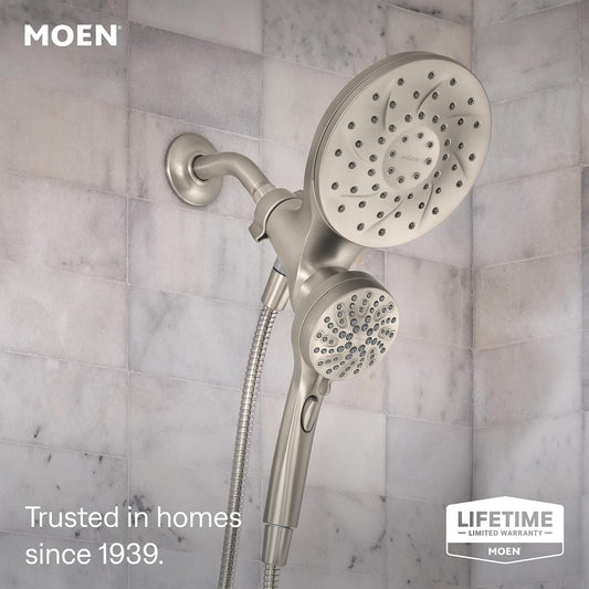 Moen 26009SRN Engage Magnetix 2-in-1 Combo Rain Showerhead with Handheld Spray, Magnetic Docking System, Spot Resist Brushed Nickel, 6-Spray Settings, 2.5 GPM
