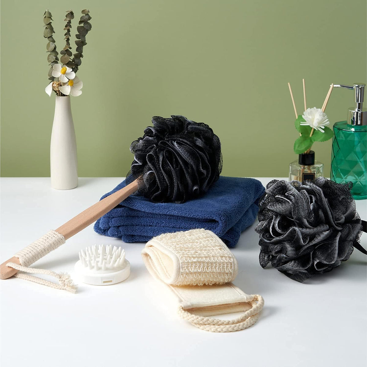 Exfoliating Loofah Brush, Body Scrubber for Shower, Bath Sponge