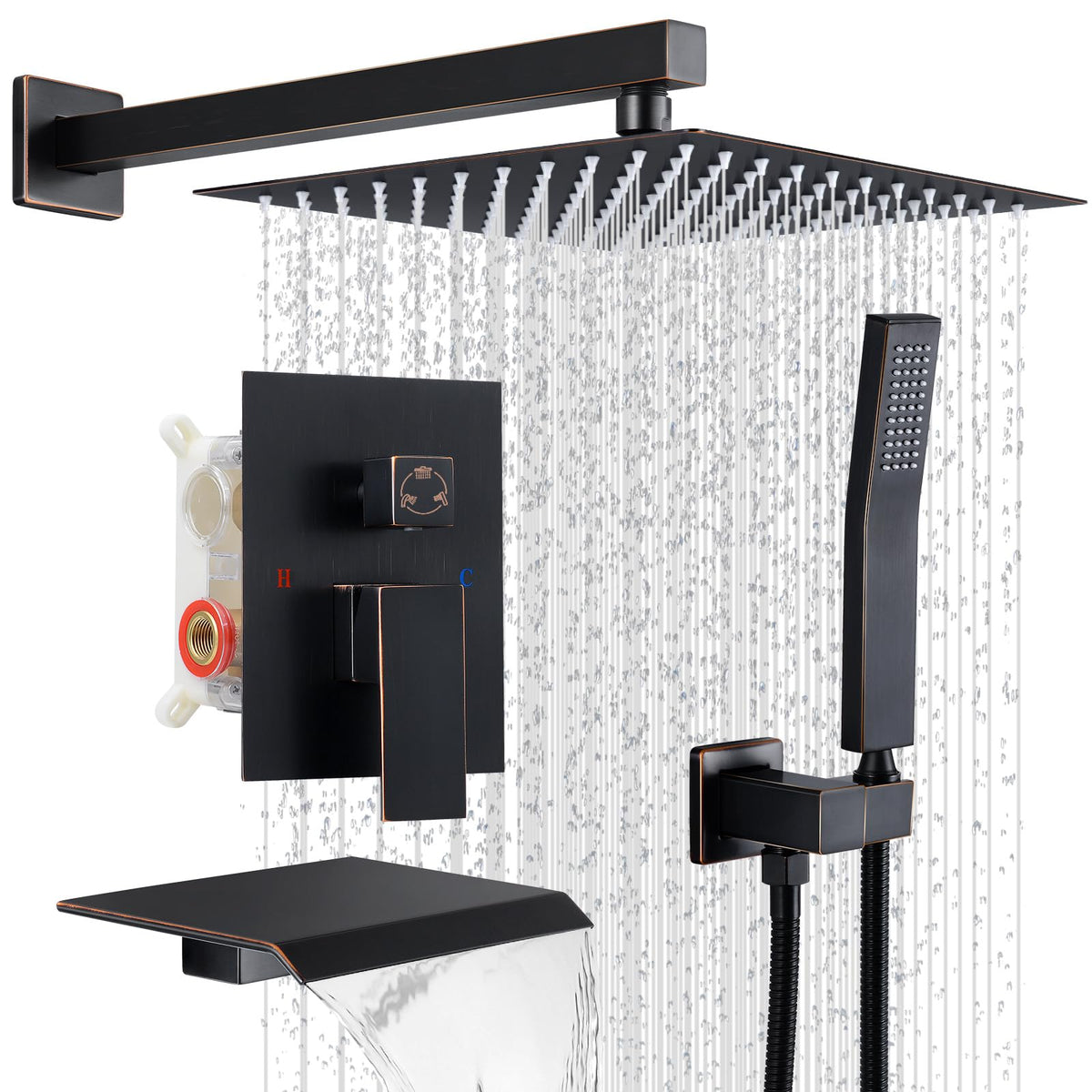 Shower Faucet Set 10‘’ Shower Head,Brush Nickel Shower System