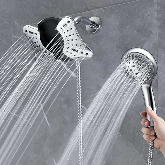 GRICH Shower Head with Handheld Spray - Dual High Pressure Showerhead