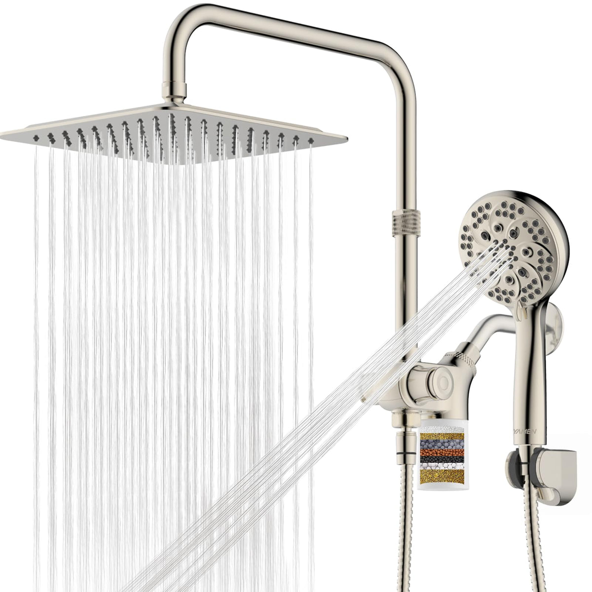 Ryamen Upgraded Filtered Shower Head with Handheld, 10 inch Rain Showerhead