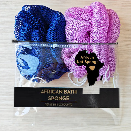 African Net Sponge Bundle - Mesh Body Scrubber, Exfoliating Loofah, Adult Bath Accessory for Sensitive & Normal Skin, Daily Shower Skin Refresh Self Care Item