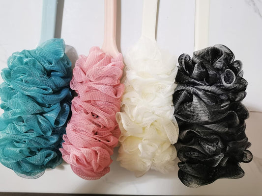 Back Scrubber for Shower,Loofah Long Handle Bath Body Brush,Soft Nylon Mesh Sponge for Shower,Loofah On a Stick for Men Women,Exfoliating Scrub Cleaning Luffa for Elderly(4Pack-4Color)