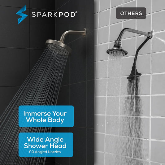 SparkPod Rain Shower Head, 6 Inch Round, Elegant Brushed Nickel Finish