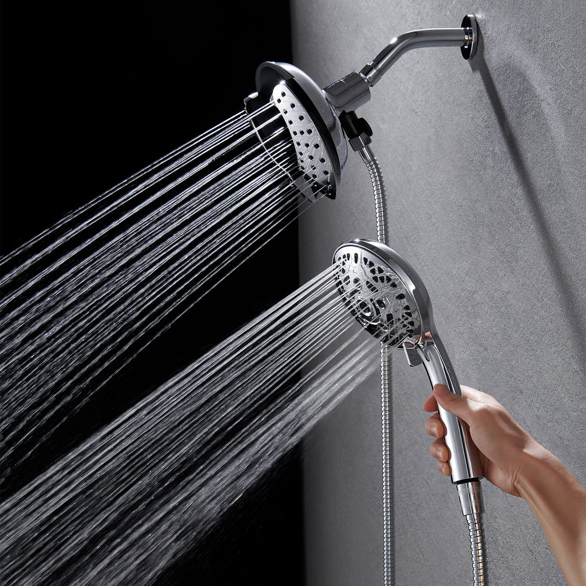 INAVAMZ 2 in 1 Shower Head with Handheld Combo High Pressure Silver 1.8 GPM