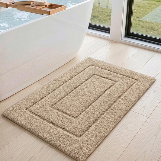 DEXI Bathroom Rugs 43x24, Non-Slip Bath Mat Soft Absorbent, Beige