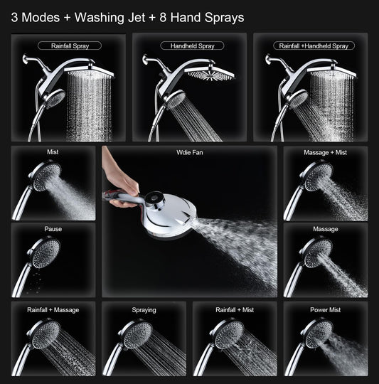 Rain Shower Head with Handheld Showerhead, Chrome 1.8GPM 460311