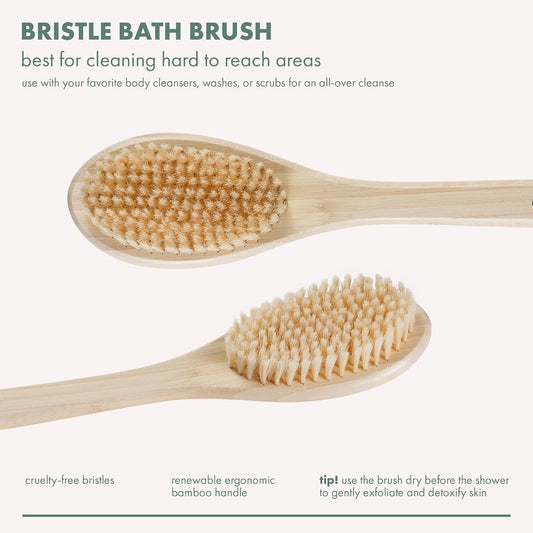 EcoTools Bath Bristle Brush, Back Scrubber for Shower with Long Handle
