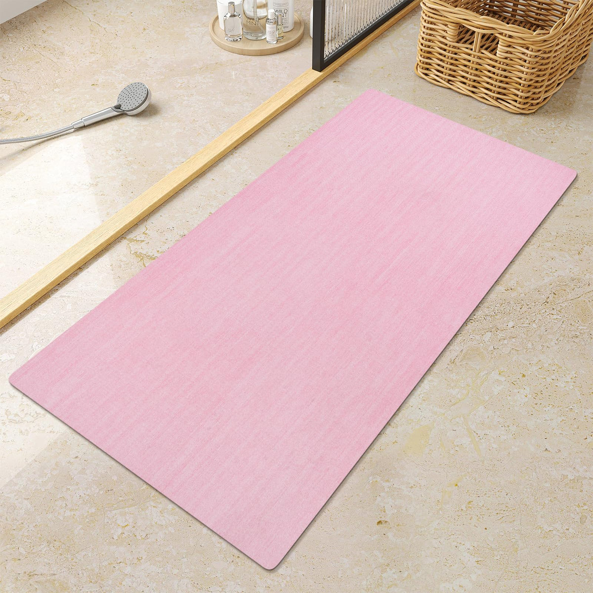 Mecko Bath Mat 16"x24",Ultra Thin Bathroom Rug fit Under Door Light Grey