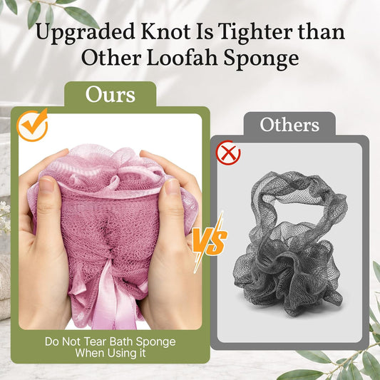 AmazerBath Loofah Back Scrubber for Shower, Loofah Sponge with Handle, Pink
