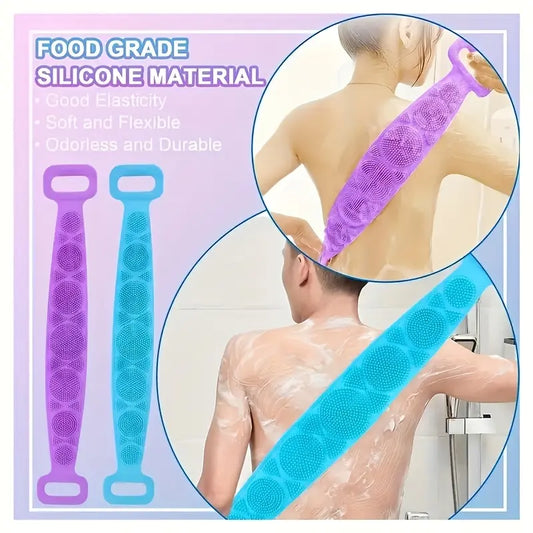 2pcs Silicone Back Scrubber for Shower, Extra Long Double Sided Body Scrubber Brush, Exfoliating Bath Sponge for Men & Women, Flexible Silicone Body Wash Brush for Deep Cleaning, Shower Massage & Daily Bath Accessories