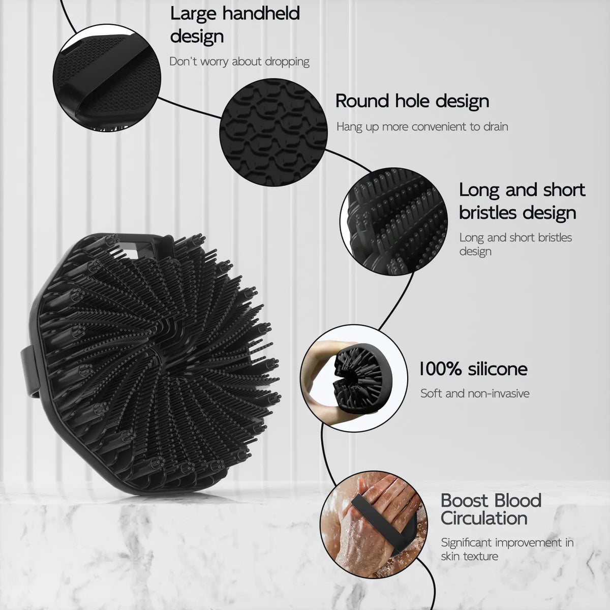 Silicone Body Scrubber - Latex-Free Silicone Exfoliating Body Brush, Grooming and Bathing Accessory for Effective Exfoliation and Gentle Shower Massage, Exfoliating Brush Body Brushes