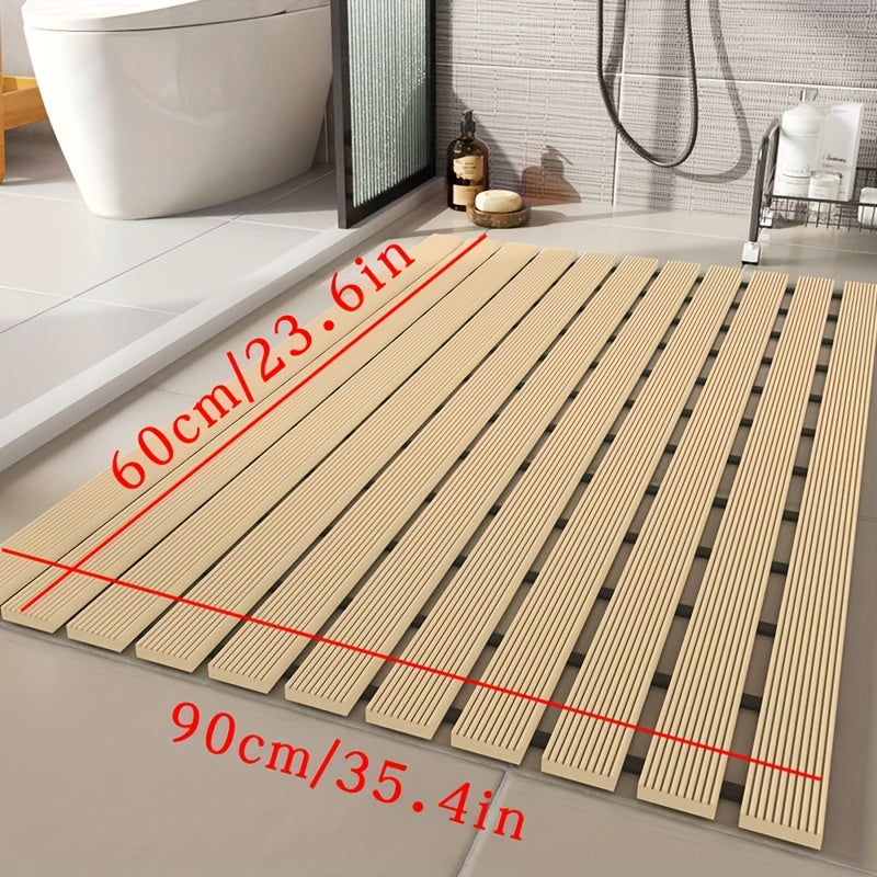 1pc of Dongyang brand Christmas PVC anti slip bathroom mat, bathroom mat with rubber backing and drainage holes, soft shower mat, suitable for bathtub, shower floor mat, bathroom mat, simple and stylish bathroom decoration mat, 16.9 * 23.6 inches, Best fo