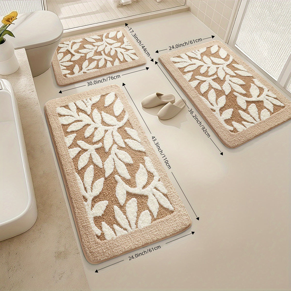 2/ 3pcs Bathroom Rugs/ Bath Mats. Soft And Absorbent Premium Bath Rug. Floral Bathroom Floor Mat Set. Cost-Effective. Bathroom Additions. Apartment Decor Bathroom Decor Home Decor