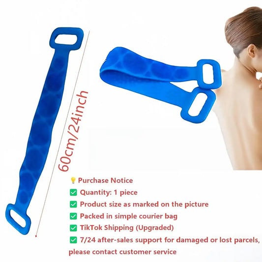 Silicone Exfoliating Body Scrubber & Back Brush - Long Double-Sided Shower Bath Tool with Non-Slip Grip, Ergonomic Handle, Soft Bristles for Deep Cleansing, Massage, Selfcare, Bathroom Supplies