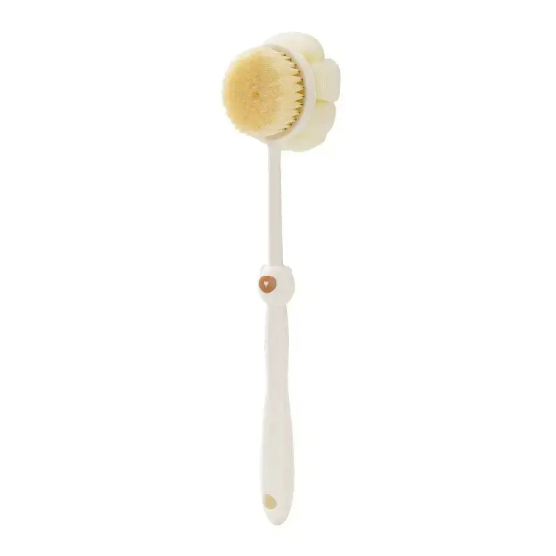 Unisex Long Handle 2-in-1 Bath Brush-Back Scrubber with Soft Bristles, Mesh Loofah for Body Exfoliation, Shower Massager for Camping & Hiking