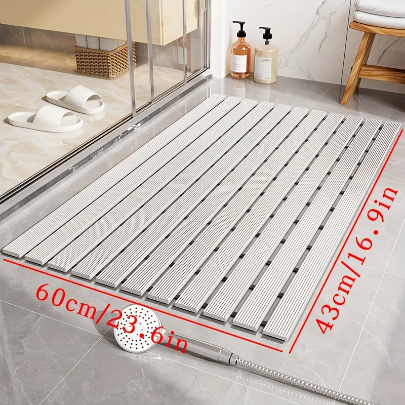 1pc of Dongyang brand Christmas PVC anti slip bathroom mat, bathroom mat with rubber backing and drainage holes, soft shower mat, suitable for bathtub, shower floor mat, bathroom mat, simple and stylish bathroom decoration mat, 16.9 * 23.6 inches, Best fo