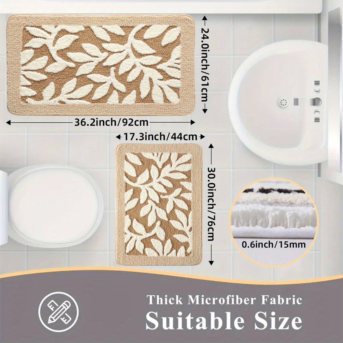 2/ 3pcs Bathroom Rugs/ Bath Mats. Soft And Absorbent Premium Bath Rug. Floral Bathroom Floor Mat Set. Cost-Effective. Bathroom Additions. Apartment Decor Bathroom Decor Home Decor