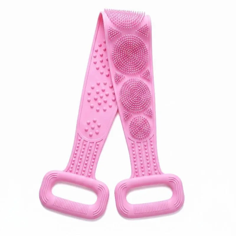 Food-Grade Silicone Exfoliating Shower Back Brush, Unisex Body Care Tool with Adjustable Bath Strap, Grip Handles, Fast-Drying Waterproof Design for Deep Cleansing, Simple Pattern Accessories, 2 Sizes