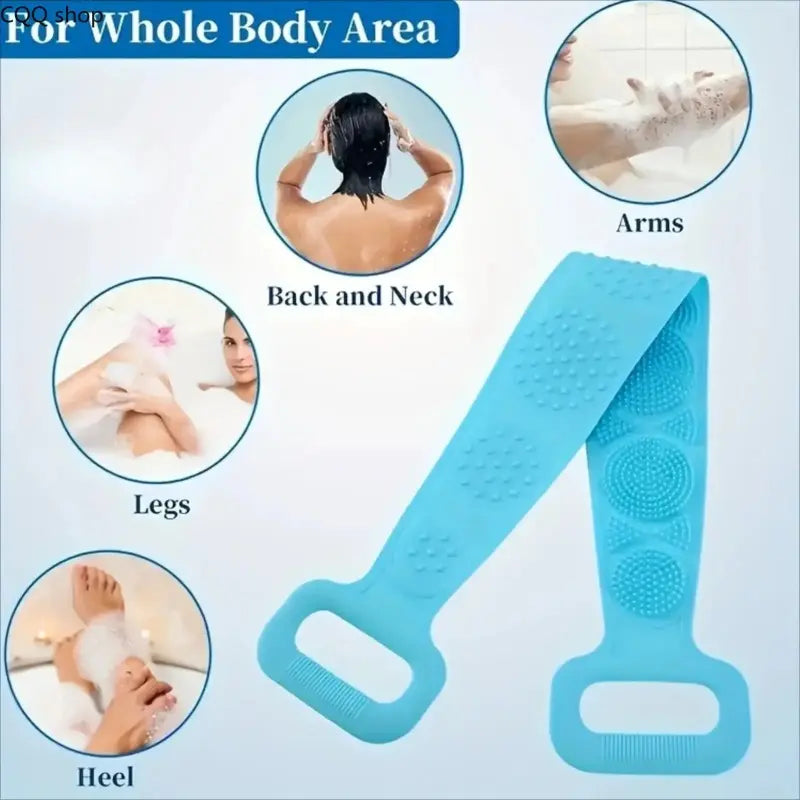 1-2 PCS Silicone Body Exfoliating Bath Set, Back Scrubber Strap with Bath Sponge Massage Brush, Double-Sides Deep Cleanse Shower Accessory for Skin Care,sohochic