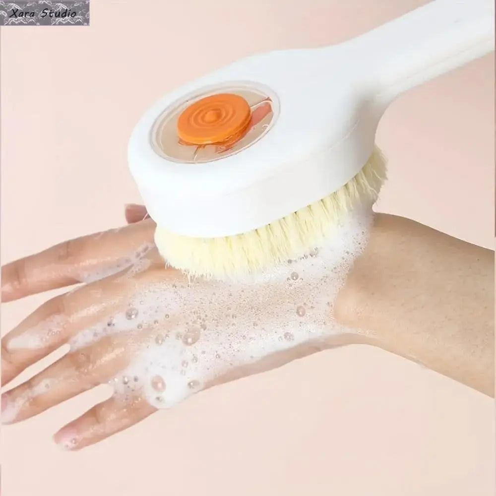 2-in-1 Plastic Body Care Tool Shower Brush - Long Handle Soft Bristle, Easy-to-Fill Press Button Soap Dispenser, Body Skin Scrubber for Back Massage, Relaxing Exfoliation Deep Clean, Reduces Mess Home Spa Gift for Men, All Skin Types,sohochic