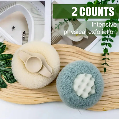2 Counts Bath Sponge Body Brush,Bath Loofah Sponge Brush to Scrub,Exfoliating Body Scrubber Mesh Balls, The Body and Enjoy The Shower-Random Colors