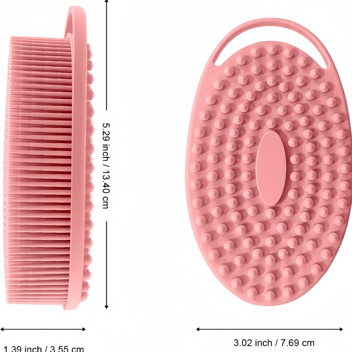 100% Silicone Body Scrubber - 2-in-1 Loofah Brush with Built-in Scrub Pad, Sensitive Safe Bath & Shampoo Brush for Exfoliating Cleaning, Lathers Well (Suitable for Sensitive Skin)