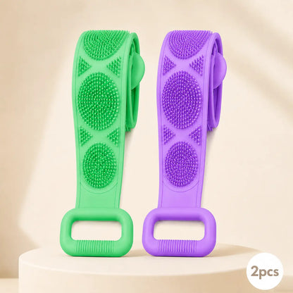 1-Piece Lightweight Silicone Bath Brush - Double-Sided Back Scrubbing Tool with Mesh Sponge, Long Body Cleaning Brush Strap, Soft Bristles & Handles for Gentle Exfoliation (Indoor Recreation Self-Care Accessory),back to school,back to school haul,sohochic