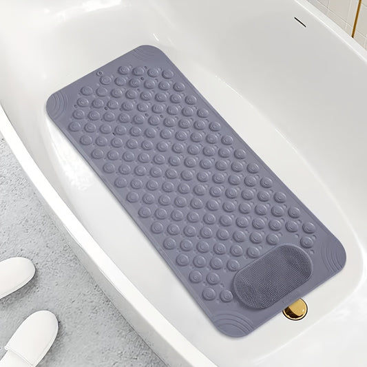 Non-Slip PVC Bath Mat with Massage Nodes - Turquoise Blue & White Polka Dot Shower Mat, 0.35" Thick Soft, -Skid Bathroom for,, Handwashable Durable Mat for Bathtub Safety Accessories