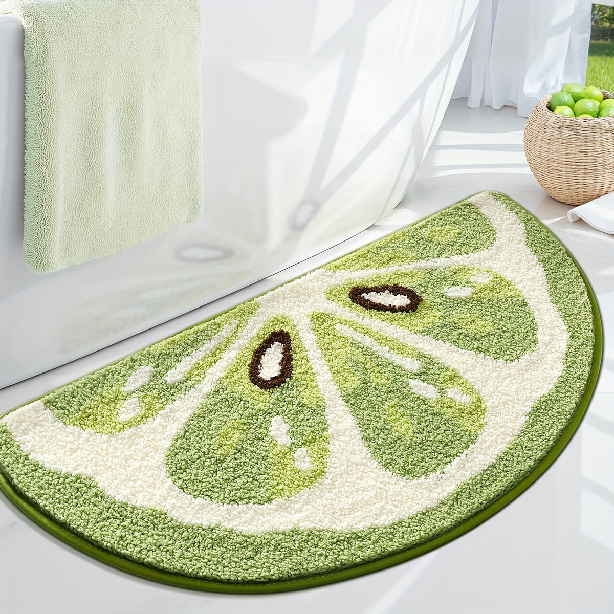 1pc Bathroom Rug Mat, Extra Soft Absorbent Premium Bath Rug Fruit Series, Non-Slip Comfortable Bath Mat for Bathroom Floor, Sink, Bathtub, Shower Room, Christmas Decoration Christmas Gift