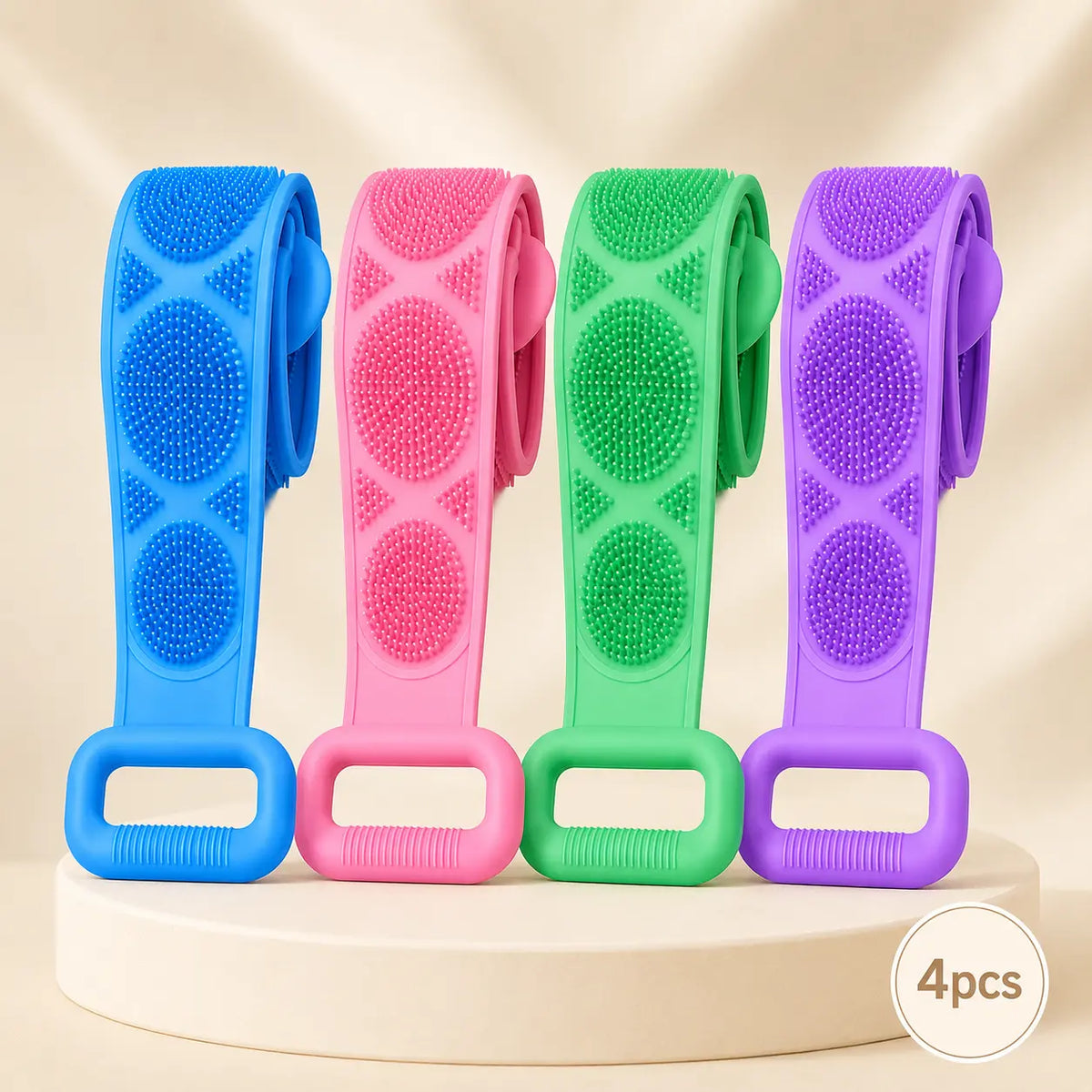 1-Piece Lightweight Silicone Bath Brush - Double-Sided Back Scrubbing Tool with Mesh Sponge, Long Body Cleaning Brush Strap, Soft Bristles & Handles for Gentle Exfoliation (Indoor Recreation Self-Care Accessory),back to school,back to school haul,sohochic