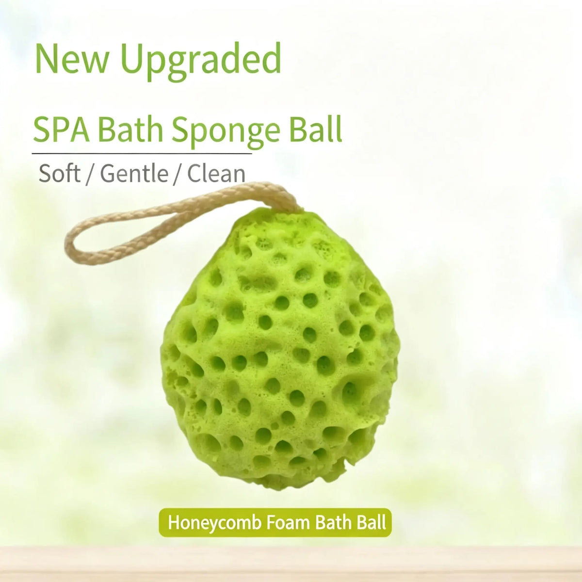 Soft Honeycomb Bath Sponge With Hanging Rope, Exfoliating Synthetic Body Shower Sponge, Rich Foam Gentle Skin‑Friendly Bath Ball For Bathroom Shower Spa Daily Body Washing, Bath Use, Exfoliates