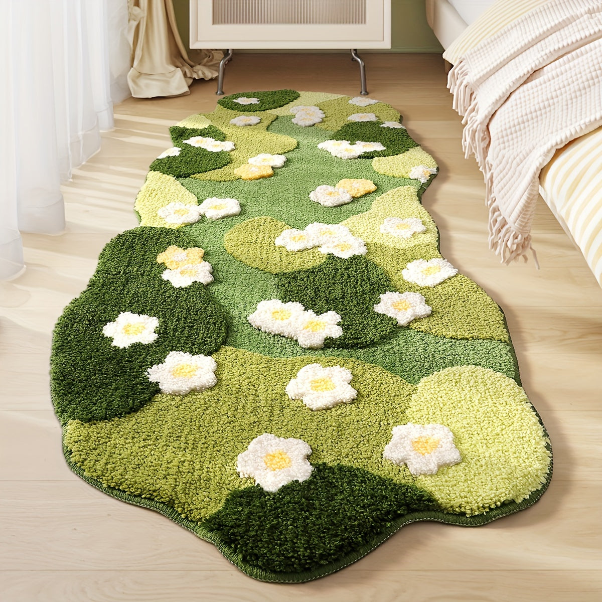 1pc Green Moss Tufted Bathroom Rug Fluffy Bath Mat, Extra Soft Absorbent Premium Bath Rug, Non-Slip Comfortable Bathroom Mat for Bathroom Floor, Sink, Bathtub, Shower Room, Home Decor, Christmas Decoration Christmas Gift