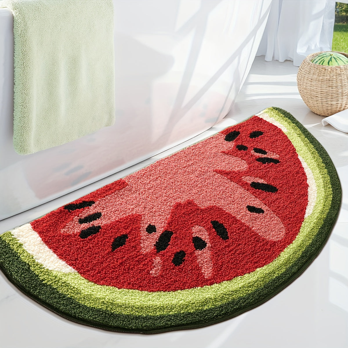 1pc Bathroom Rug Mat, Extra Soft Absorbent Premium Bath Rug Fruit Series, Non-Slip Comfortable Bath Mat for Bathroom Floor, Sink, Bathtub, Shower Room, Christmas Decoration Christmas Gift