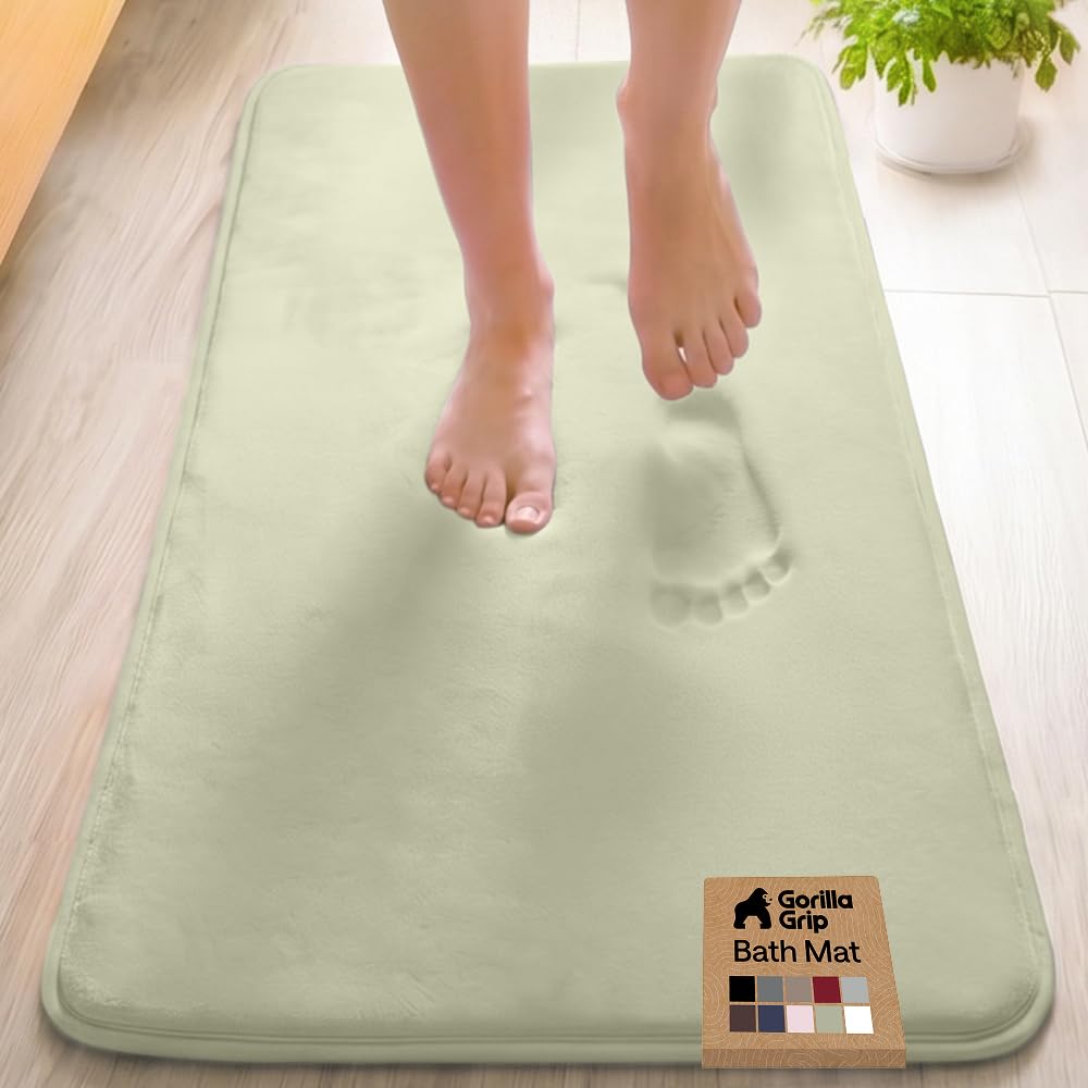 GORILLA GRIP® Memory Foam Bath Rug for Bathroom, 24x17 Gray