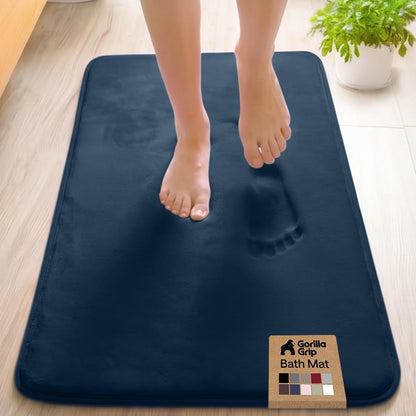GORILLA GRIP® Memory Foam Bath Rug for Bathroom, 24x17 Gray