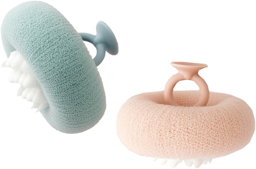 2 Pack Bath Body Brush,Exfoliating Body Scrubber,Bath Sponge Brush to Scrub The Body and Enjoy The Shower(Pink&Blue)…