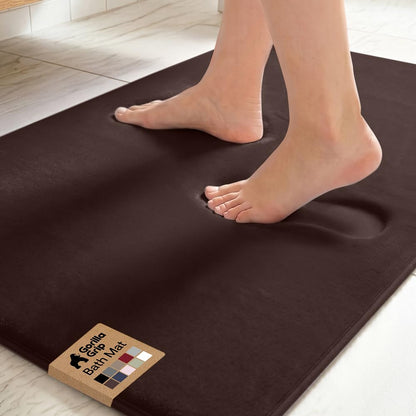 GORILLA GRIP® Memory Foam Bath Rug for Bathroom, 24x17 Gray