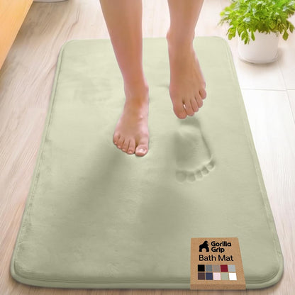 GORILLA GRIP® Memory Foam Bath Rug for Bathroom, 24x17 Gray