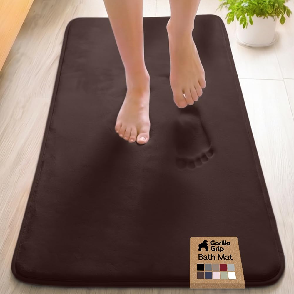 GORILLA GRIP® Memory Foam Bath Rug for Bathroom, 24x17 Gray